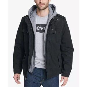 LEVI'S Men’s Sherpa Lined Two Pocket Hooded Trucker Jacket black